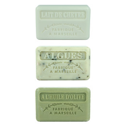 Zestaw mydeł marsylskich 3x125g Kozie Mleko Algi Morskie Oliwa z Oliwek