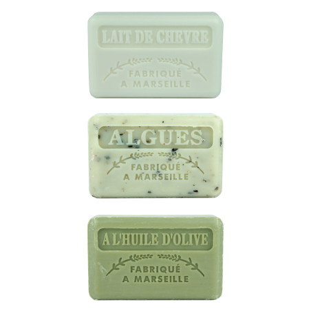 Zestaw mydeł marsylskich 3x125g Kozie Mleko Algi Morskie Oliwa z Oliwek