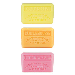 Zestaw mydeł marsylskich 3x125g Cytryna Grejpfrut Marakuja
