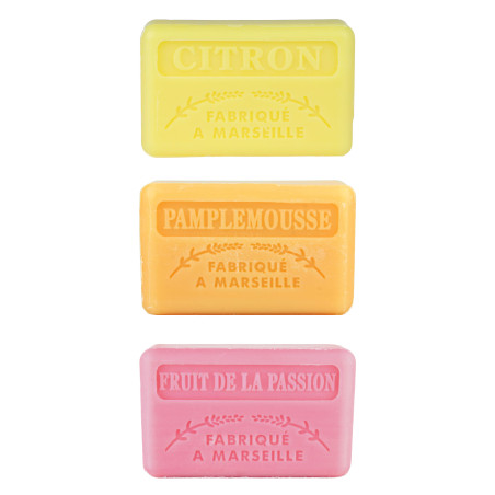 Zestaw mydeł marsylskich 3x125g Cytryna Grejpfrut Marakuja