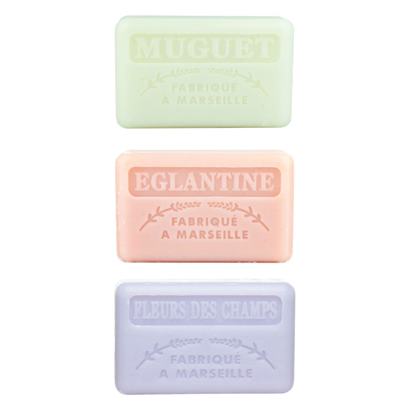 Zestaw mydeł marsylskich 3x125g Konwalia Kwiatowe Polne Kwiaty Zestaw mydeł marsylskich 3x125g Konwalia Kwiatowe Polne Kwiaty