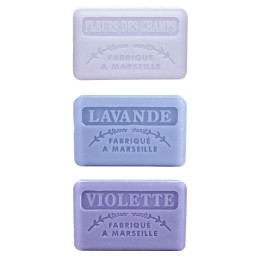 Zestaw mydeł marsylskich 3x125g Polne Kwiaty Lawenda Fiołek