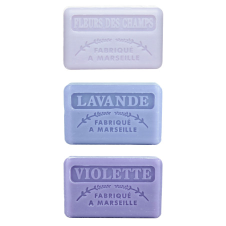 Zestaw mydeł marsylskich 3x125g Polne Kwiaty Lawenda Fiołek