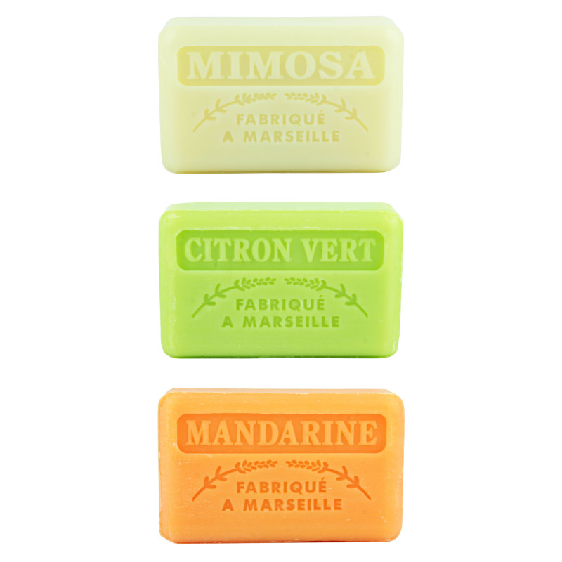 Zestaw mydeł marsylskich 3x125g Mimoza Limonka Mandarynka Zestaw mydeł marsylskich 3x125g Mimoza Limonka Mandarynka