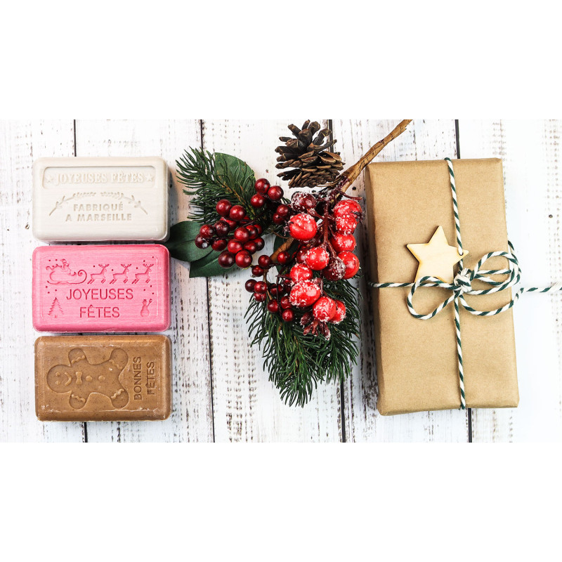 Świąteczny mydeł marsylskich 3x125g Wesołych Świąt Mikołaj Ludzik z Piernika Świąteczny mydeł marsylskich 3x125g Wesołych Świąt Mikołaj Ludzik z Piernika