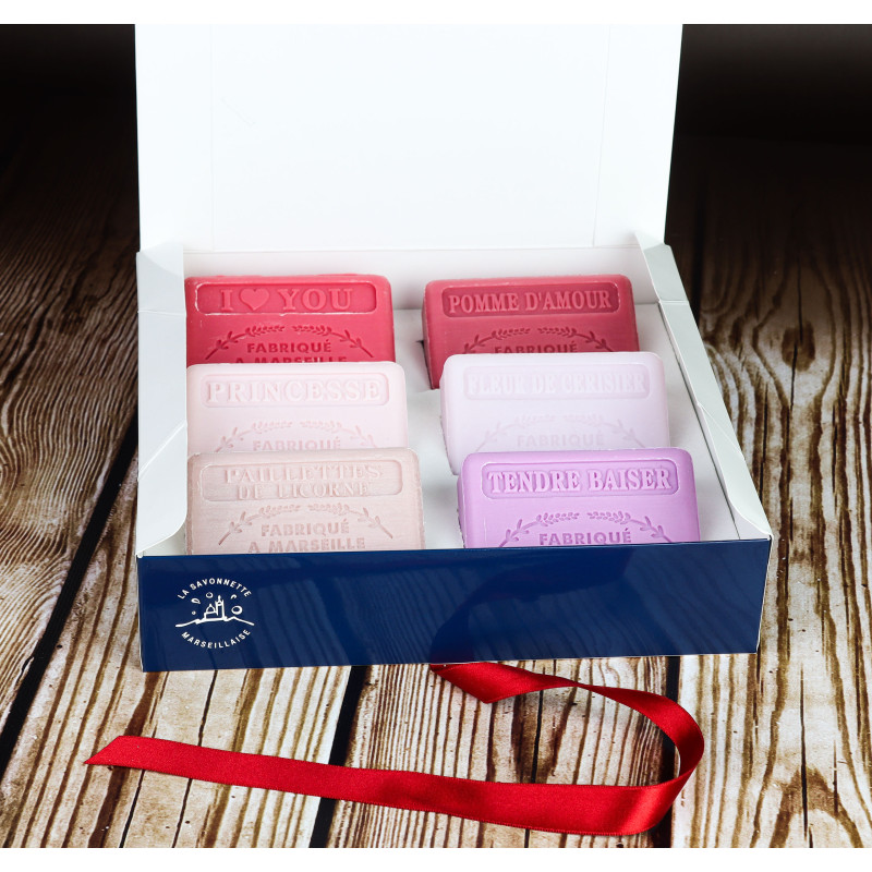 Zestaw mydeł marsylskich 6x125g w pudełku WALENTYNKI Zestaw mydeł marsylskich 6x125g w pudełku WALENTYNKI