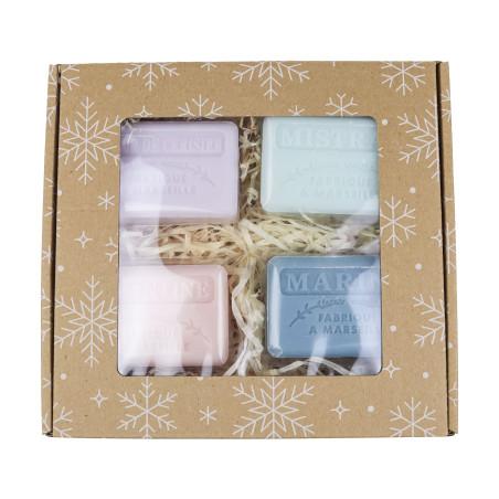 Zestaw mydeł marsylskich 4x125g Kwiat Wiśni Mistral Kwiatowe Morskie