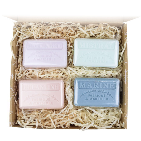 Zestaw mydeł marsylskich 4x125g Kwiat Wiśni Mistral Kwiatowe Morskie