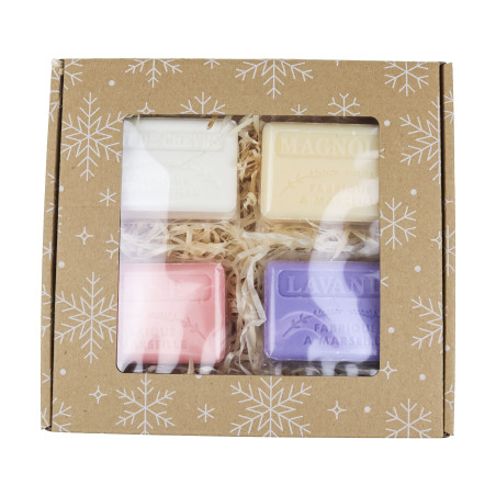 Zestaw mydeł marsylskich 4x125g Kozie Mleko Magnolia Róża Lawenda