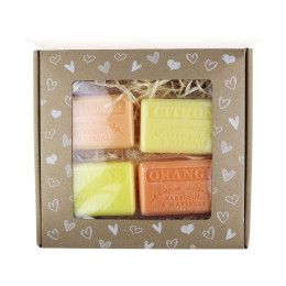 Zestaw mydeł marsylskich 4x125g Grejpfrut Cytryna Ananas Pomarańcza