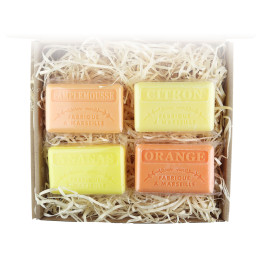 Zestaw mydeł marsylskich 4x125g Grejpfrut Cytryna Ananas Pomarańcza