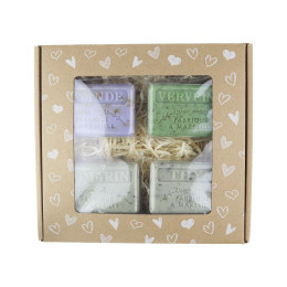 Zestaw mydeł marsylskich 4x125g Kwiat Lawendy Werben z Listkami Rozmaryn Tymianek