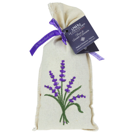 Lawenda suszona w woreczku lnianym, haftowanym 50g Le Chatelard 1802