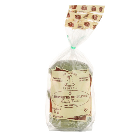 Mydło marsylskie Zielona Glinka okrągłe 450g (3x150g) Le Serail